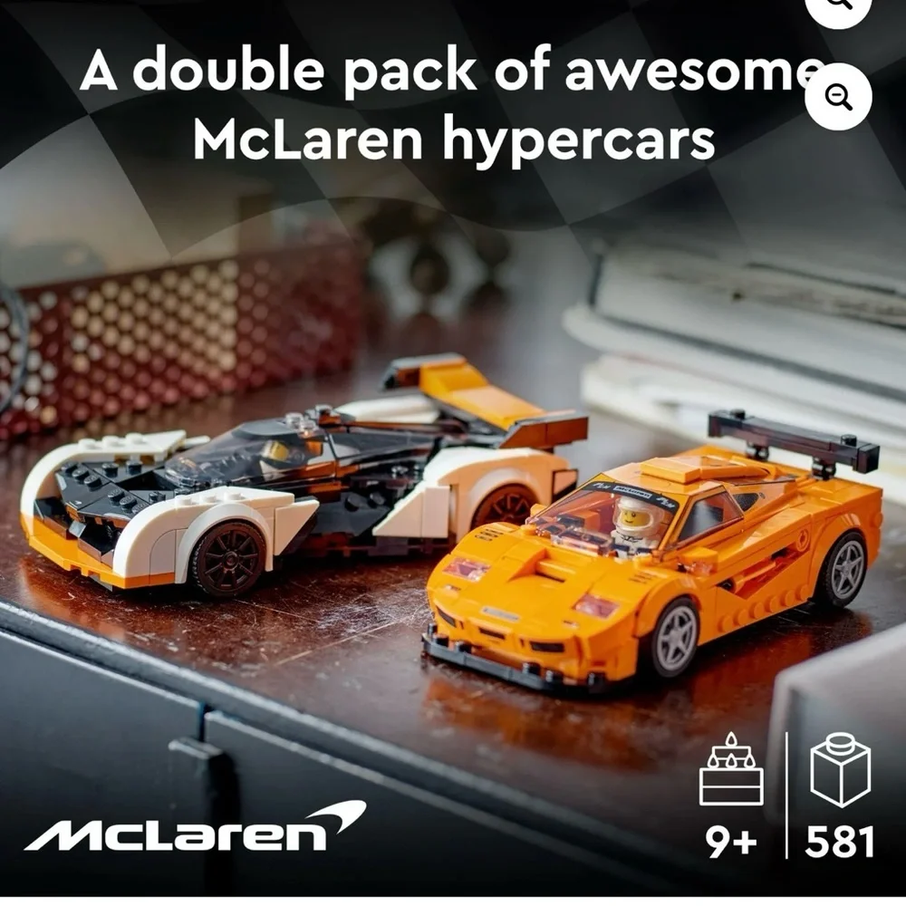 Lego Speed Champions McLaren Orange and White Race Cars